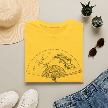 T-Shirt — Traditional Folding Fan Illustration Tee with Korean '부채' Text
