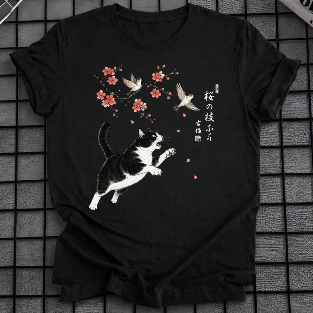 JAPANESE SAKURA CAT T-SHIRT