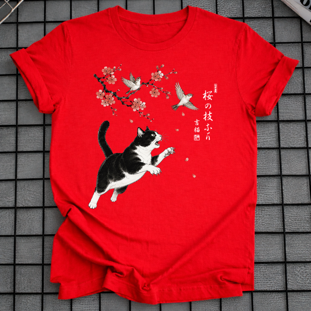 JAPANESE SAKURA CAT T-SHIRT