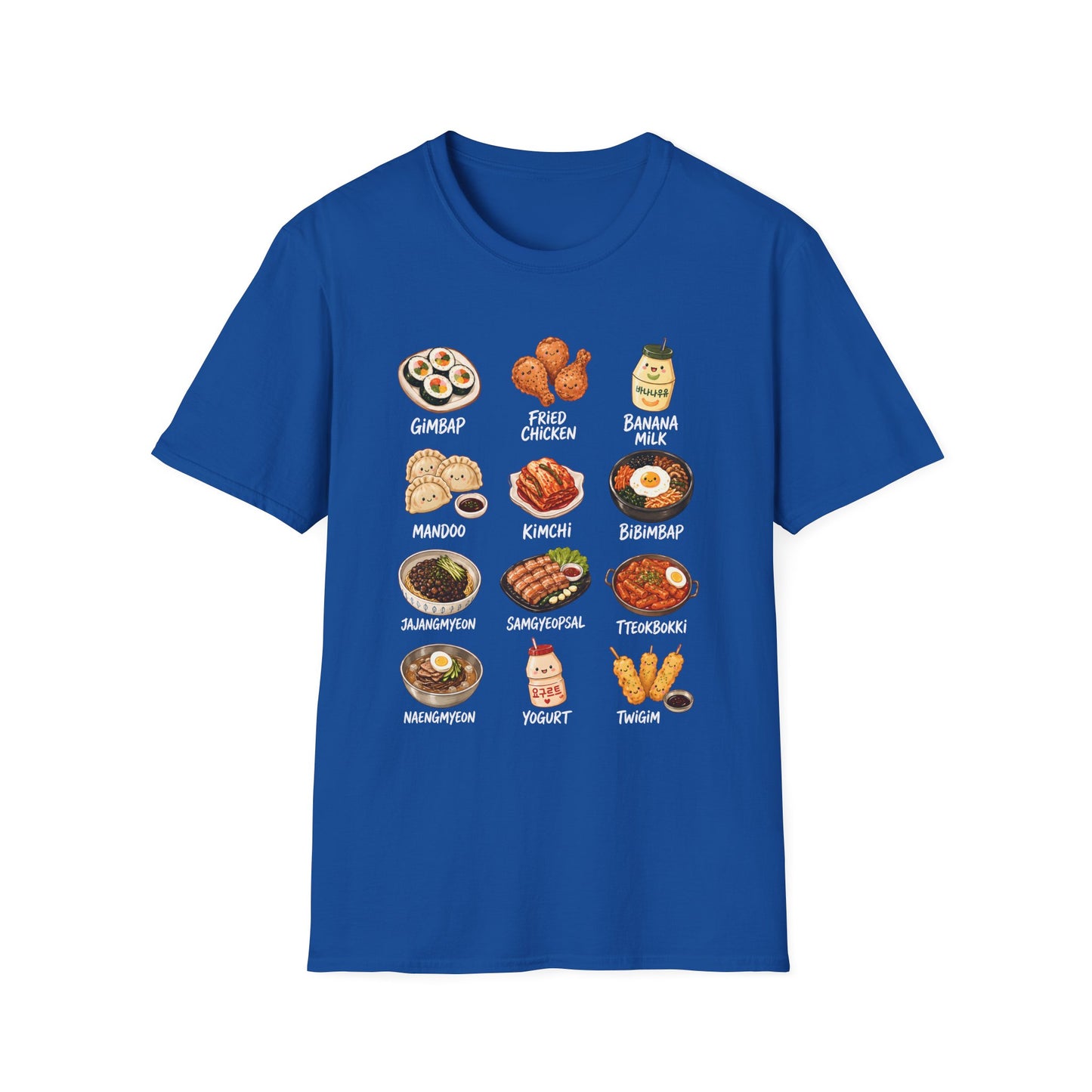 Korean Food Icons T-Shirt — Gimbap, Kimchi, Bibimbap & More Foodie Tee
