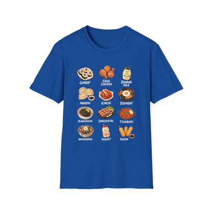 Korean Food Icons T-Shirt — Gimbap, Kimchi, Bibimbap & More Foodie Tee