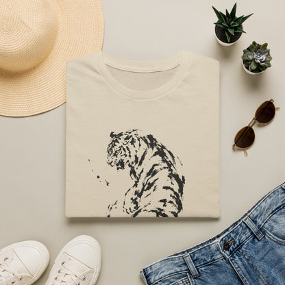 Minimalist Ink Tiger T-Shirt — Monochrome Wildlife Tee