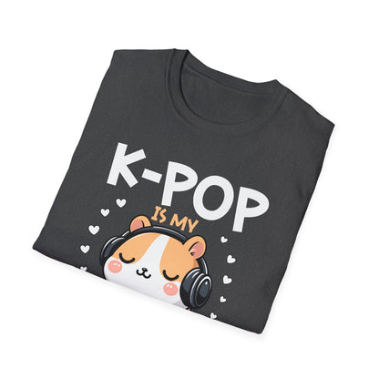K-Pop Is My Therapy T-Shirt — Cute Hamster Headphones Tee for K-Pop Fans