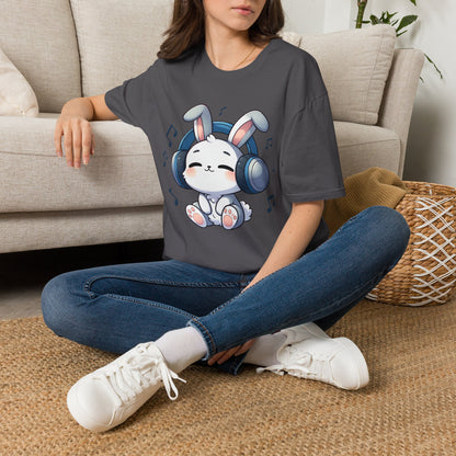 Cute Bunny Music Unisex Softstyle T-Shirt - Perfect Gift for Music Lovers