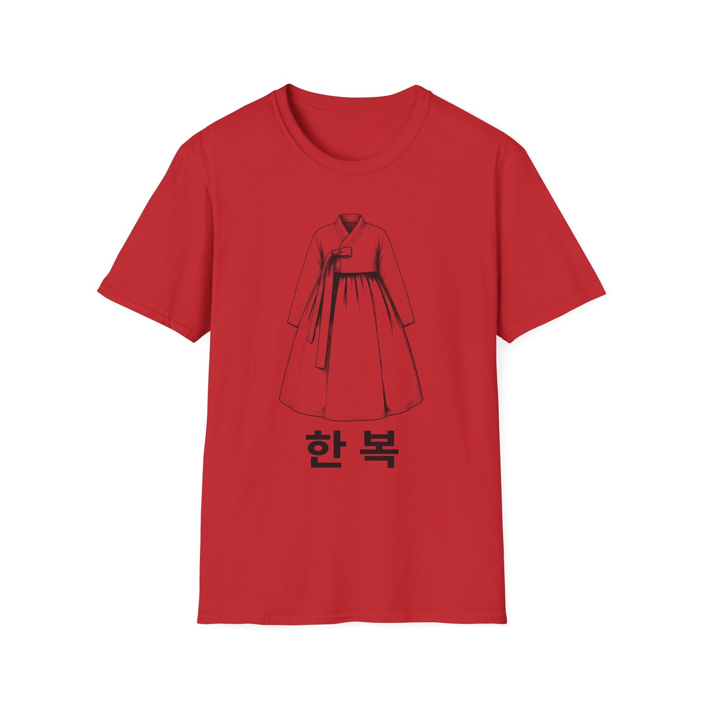 Hanbok Sketch T-Shirt — Minimal Korean Traditional Dress Tee