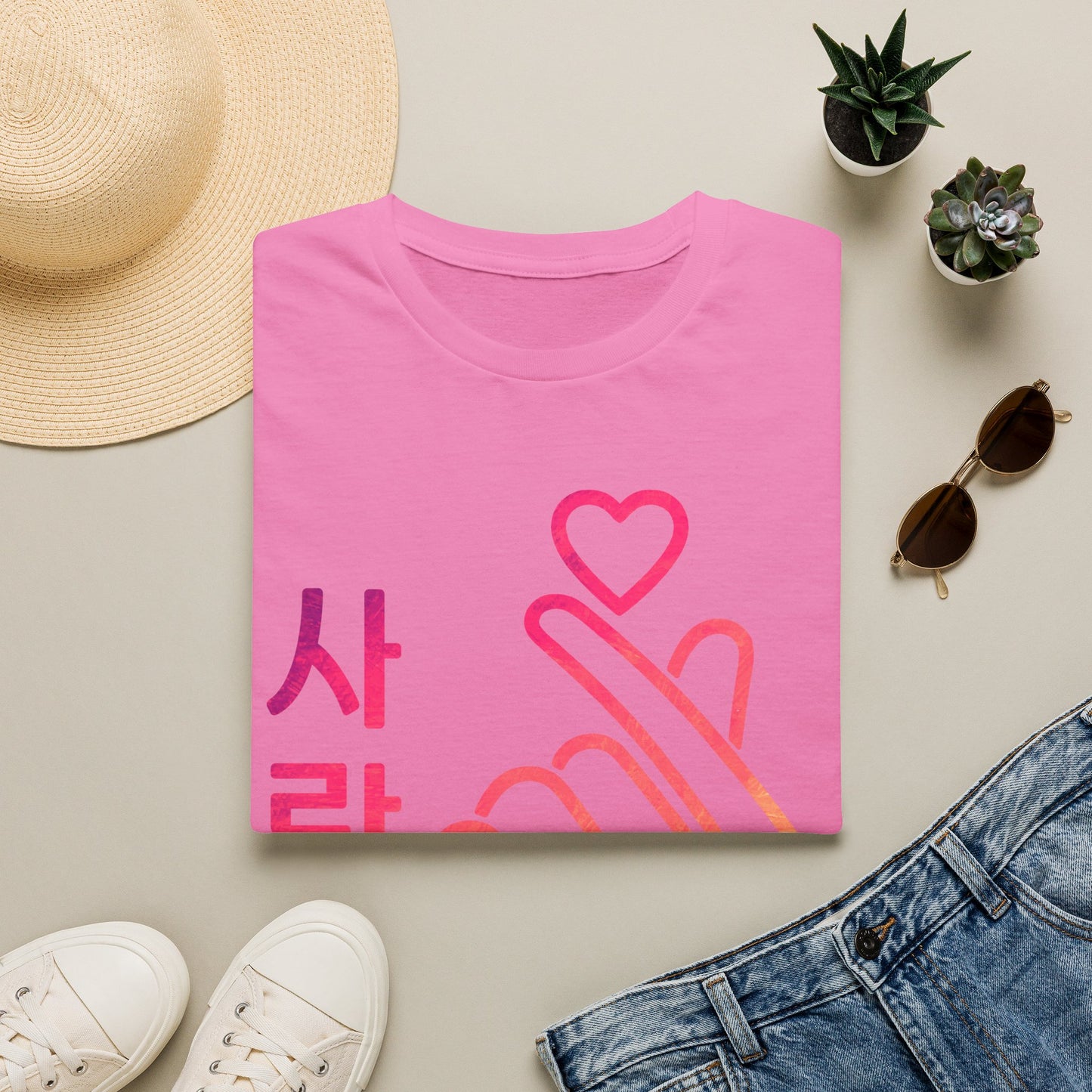 Unisex Softstyle T-Shirt with Heart Hand Design - Perfect for K-Pop Fans, Love Celebrations & Everyday Wear