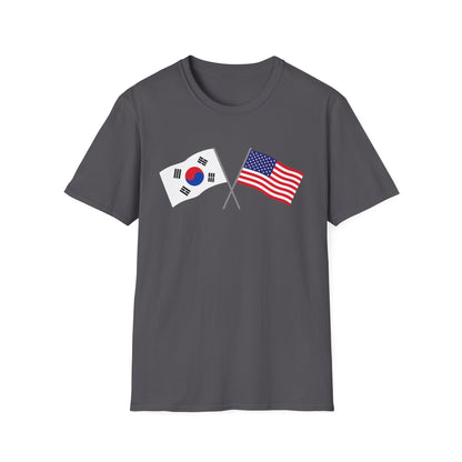 Korea USA Crossed Flags T-Shirt — Korean & American Friendship Tee