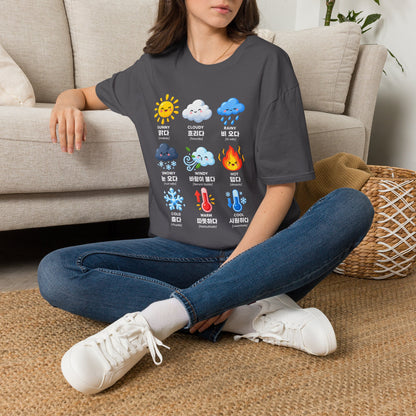 Weather Emoji Chart T-Shirt — Sunny Cloudy Rainy Korean Weather Icons