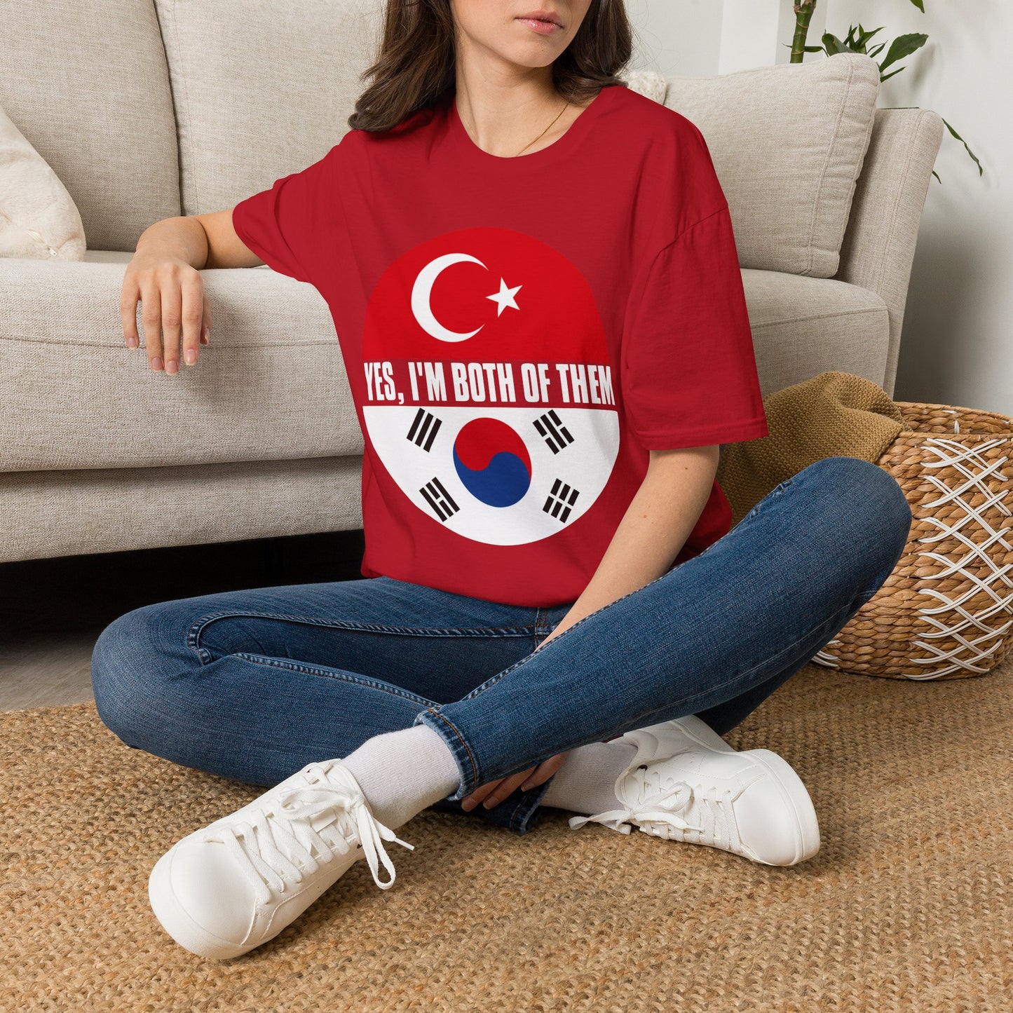 T-Shirt - "Yes, I'm Both of Them" Turkish & Korean Flag Heritage Tee