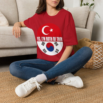 T-Shirt - "Yes, I'm Both of Them" Turkish & Korean Flag Heritage Tee