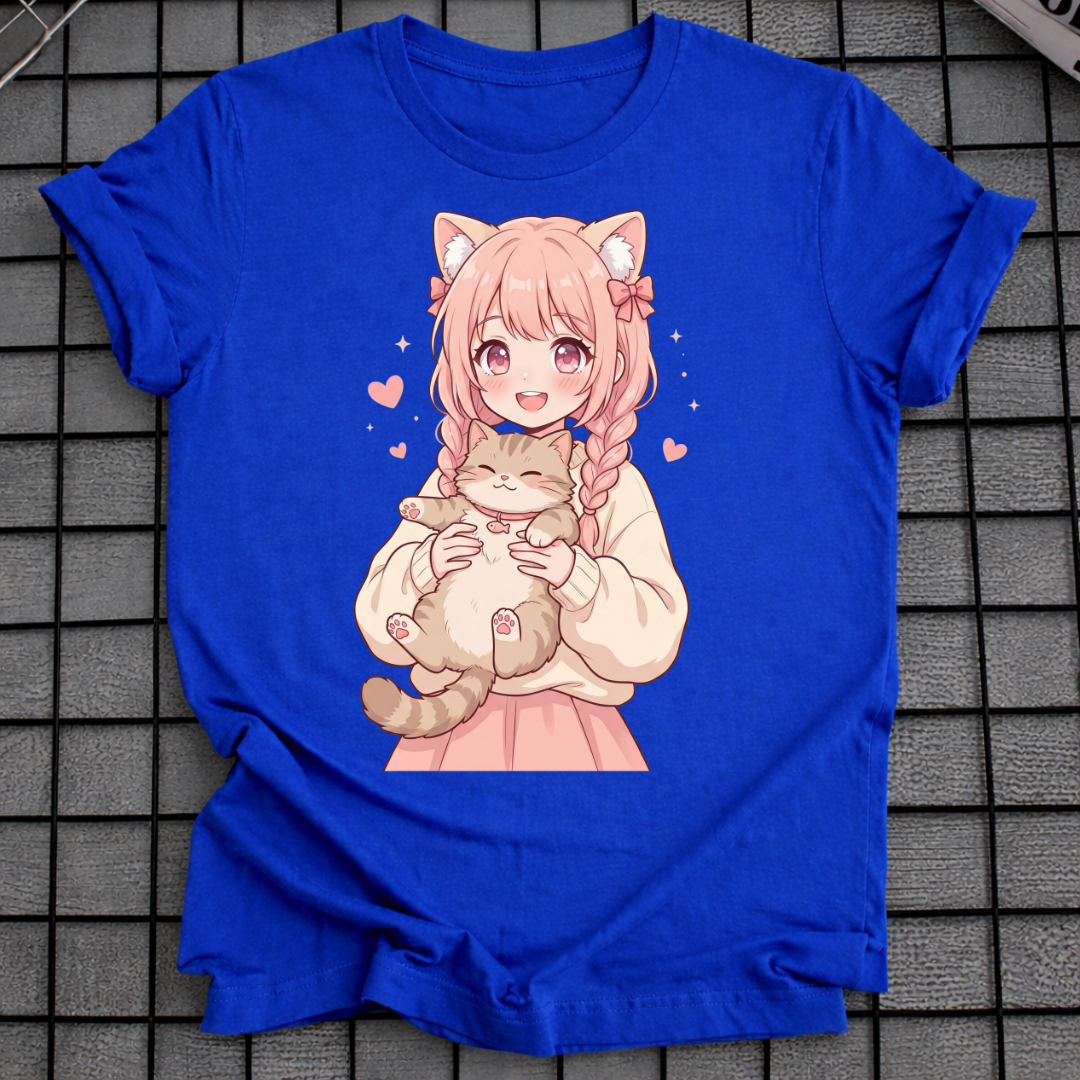 ANIME-GIRL MIT KATZE T-SHIRT