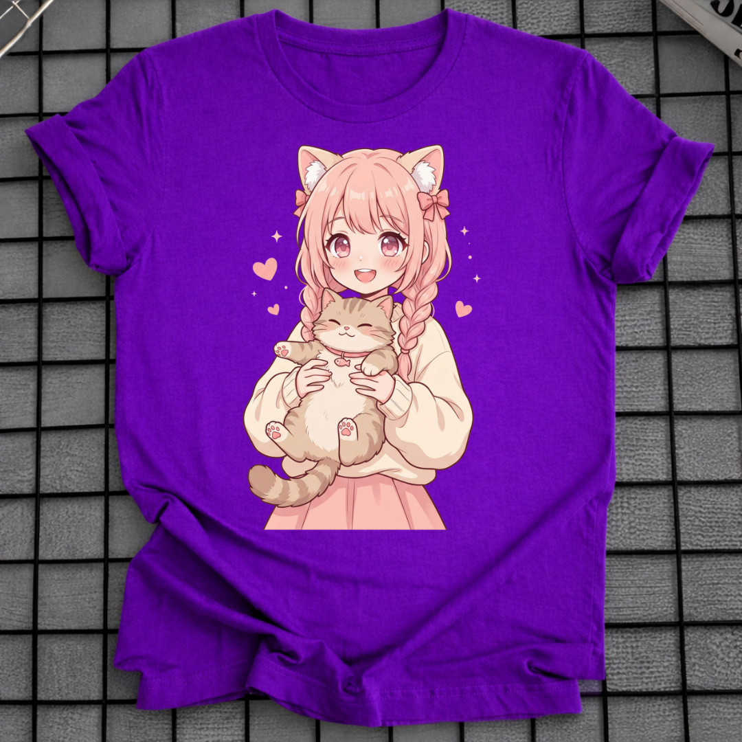ANIME-GIRL MIT KATZE T-SHIRT