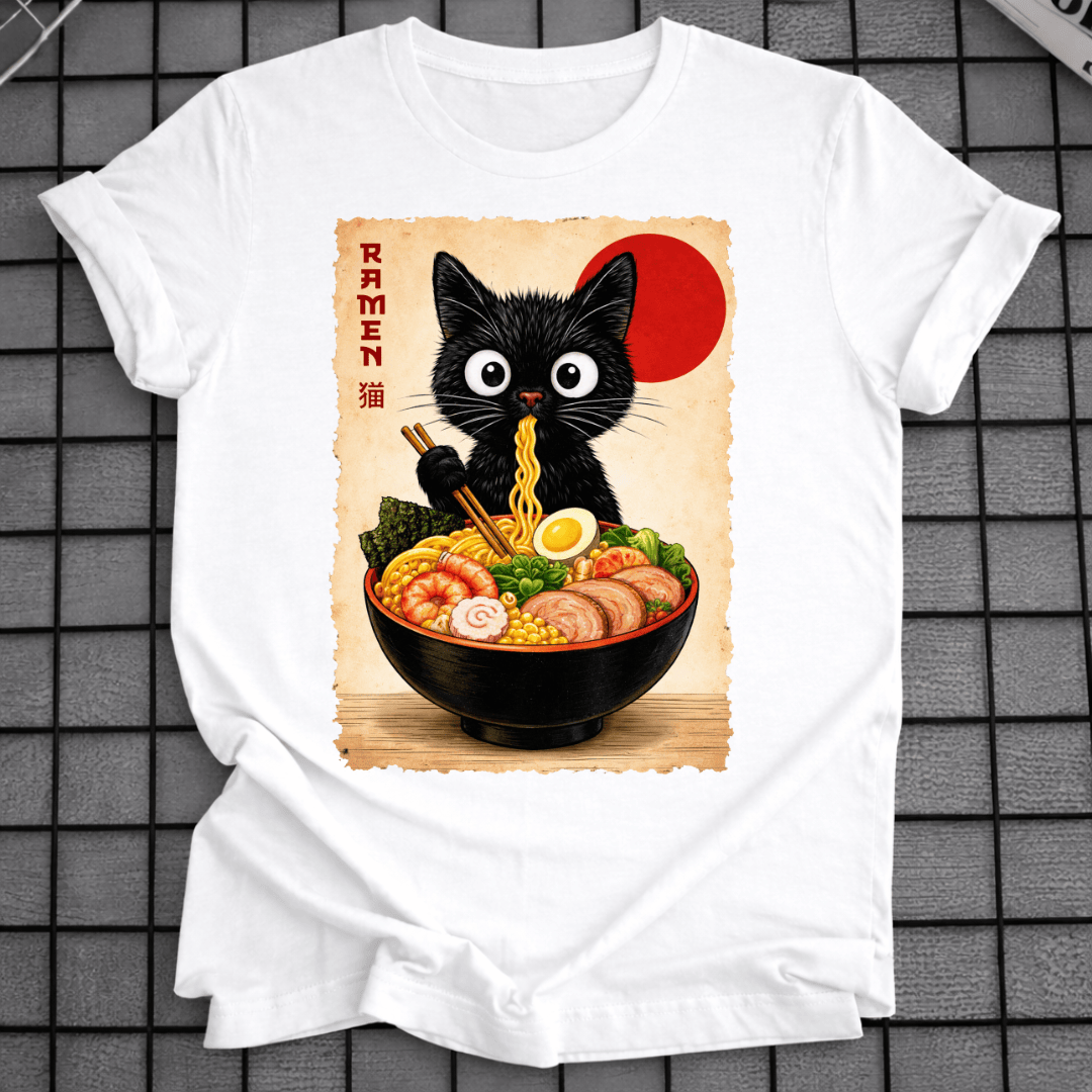 SCHWARZES KITTY RAMEN T-SHIRT