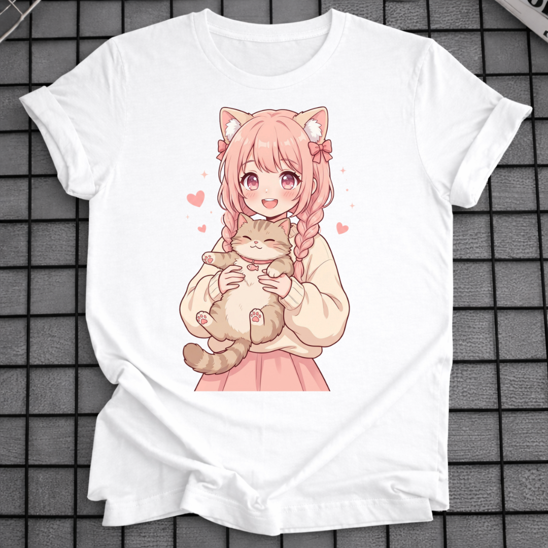 ANIME-GIRL MIT KATZE T-SHIRT