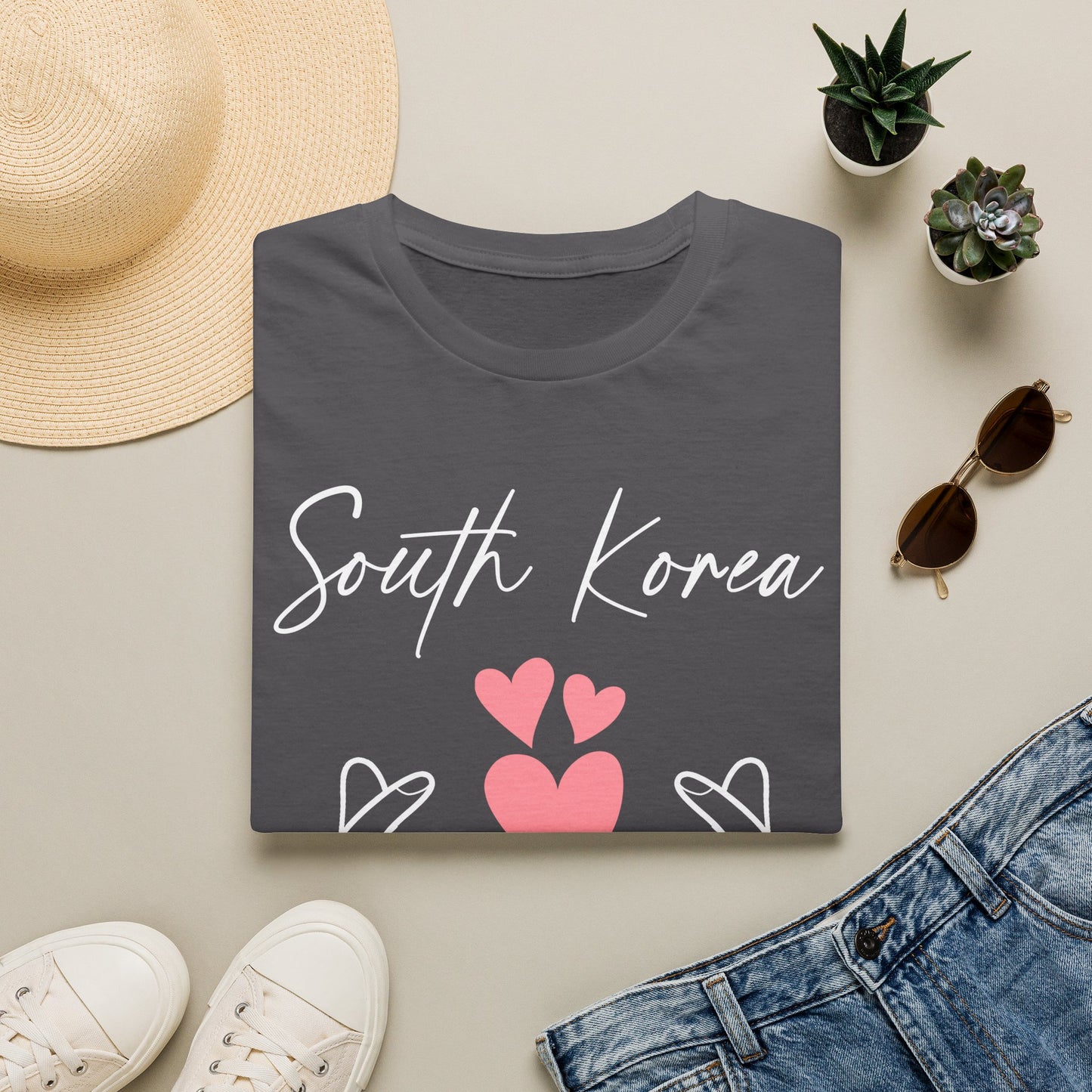 South Korea Love Hands Unisex Softstyle T-Shirt - Perfect for K-Pop Fans and Cultural Celebrations