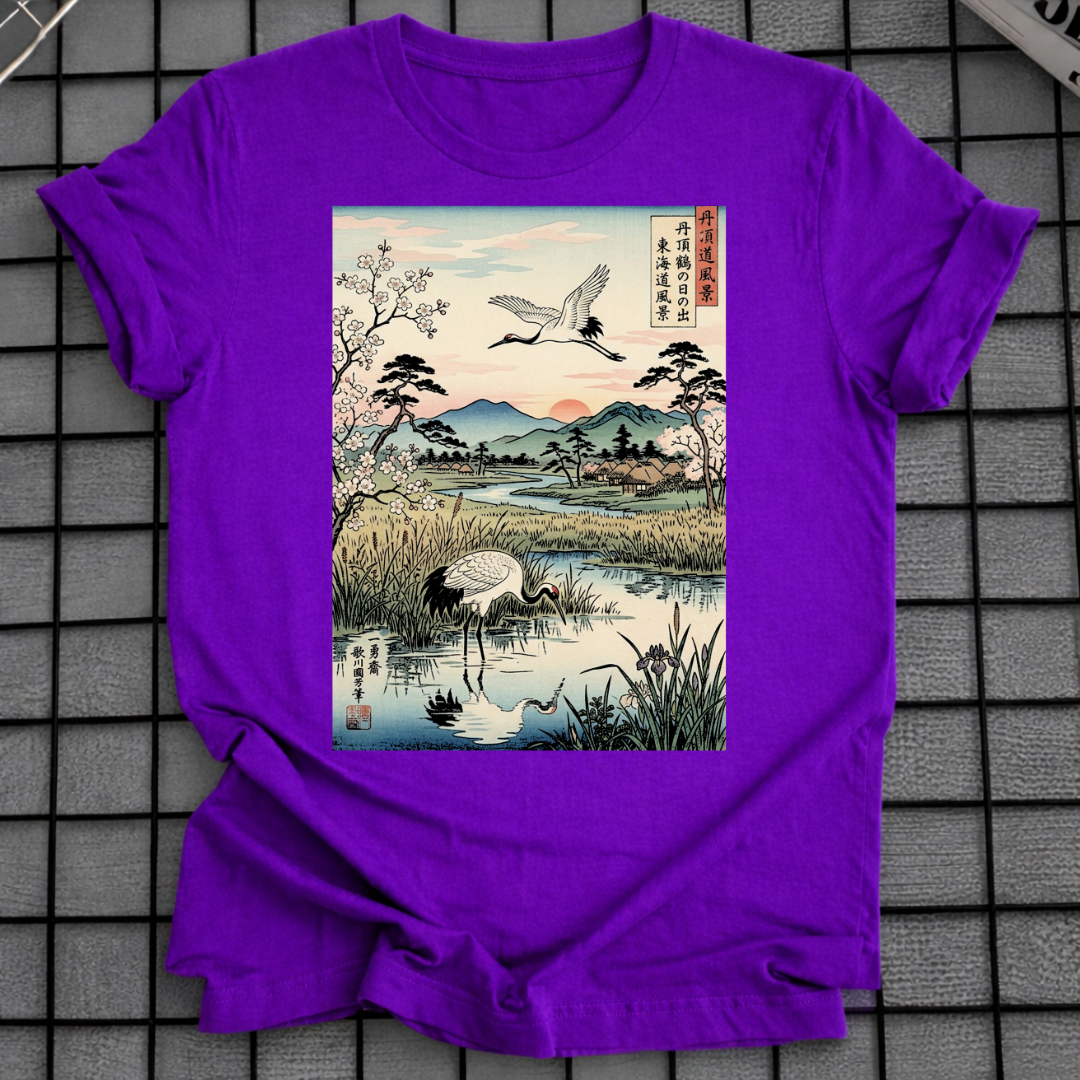T-SHIRT MIT JAPANISCHEM KRANICH-MOTIV