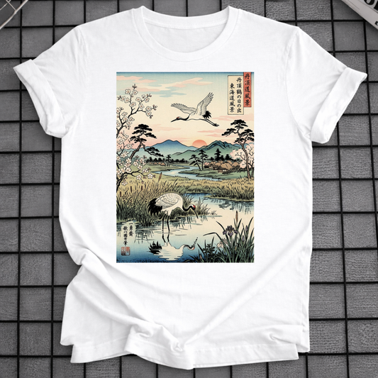 T-SHIRT MIT JAPANISCHEM KRANICH-MOTIV