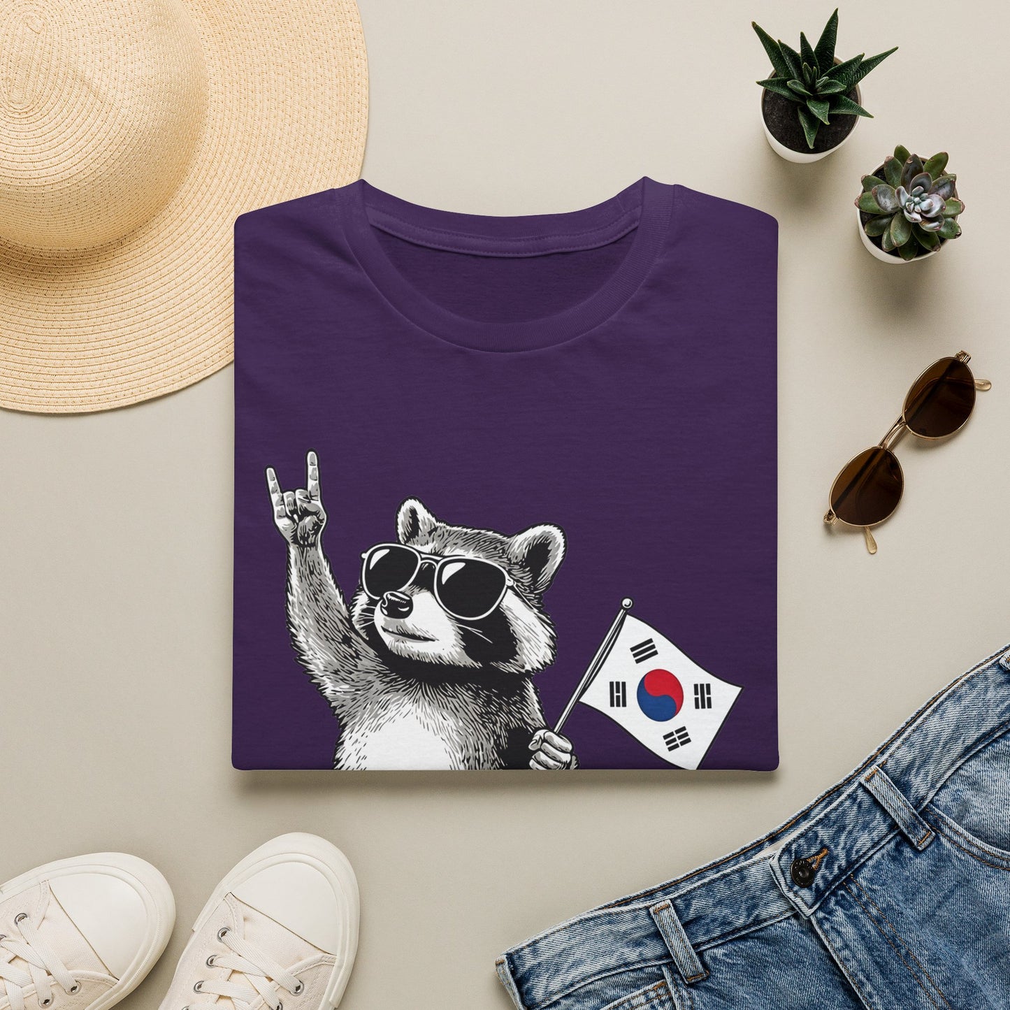 Korean Flag Raccoon T-Shirt — Cool Raccoon with South Korea Flag