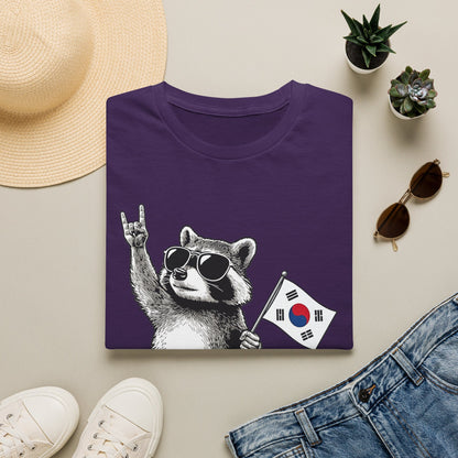 Korean Flag Raccoon T-Shirt — Cool Raccoon with South Korea Flag