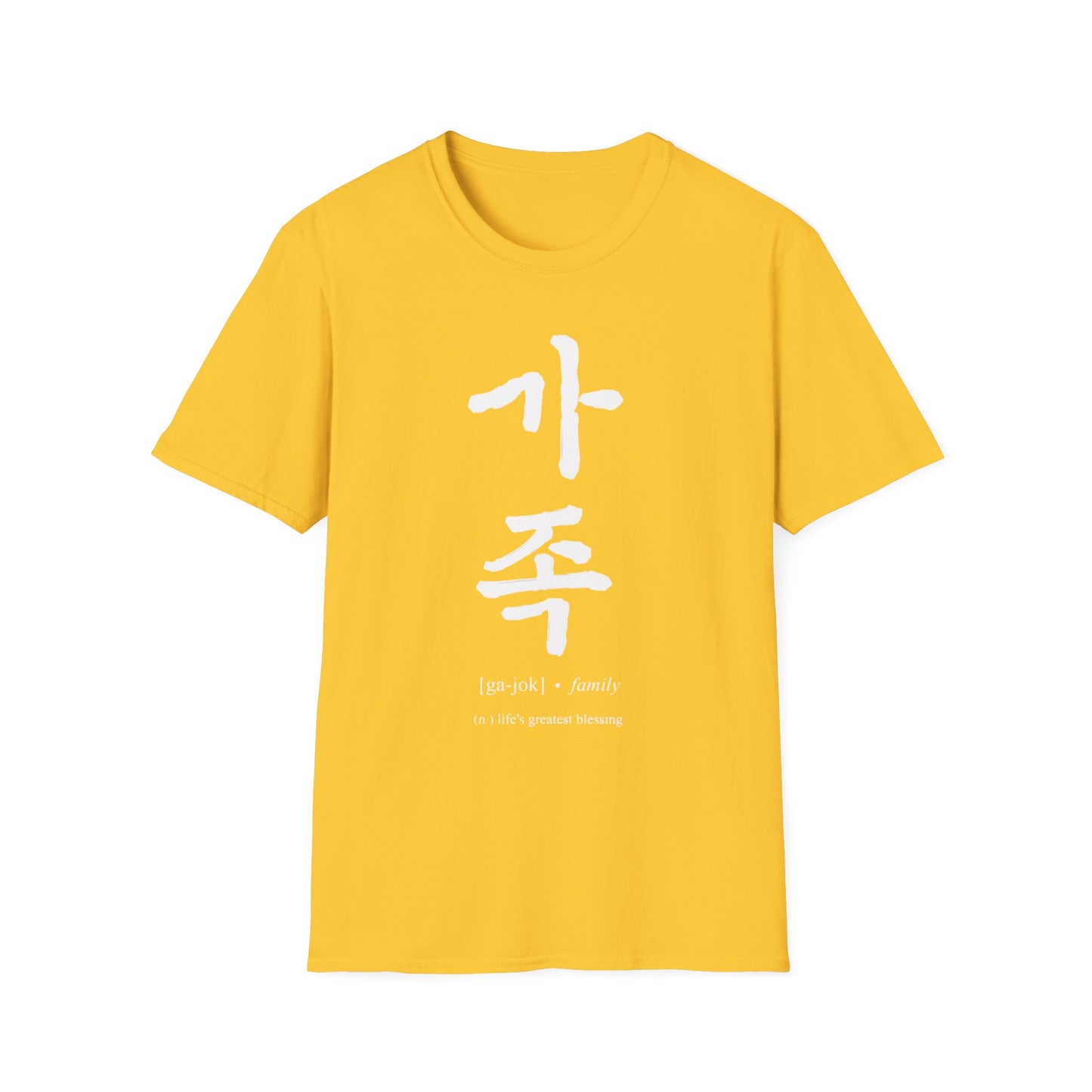Korean '가족 (Family)' T-Shirt — Bold Brushstroke Script Tee