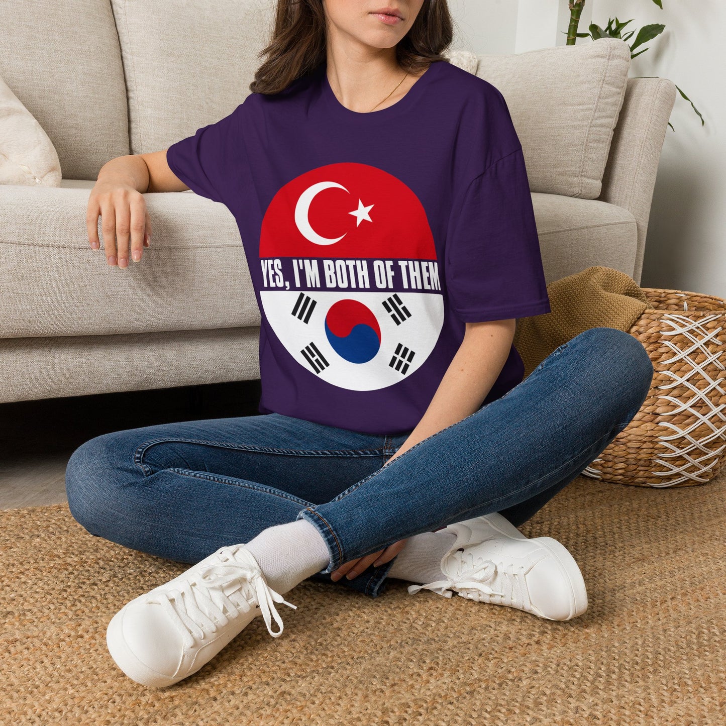 T-Shirt - "Yes, I'm Both of Them" Turkish & Korean Flag Heritage Tee