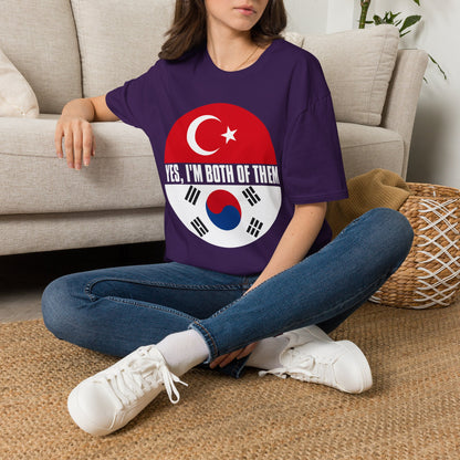 T-Shirt - "Yes, I'm Both of Them" Turkish & Korean Flag Heritage Tee