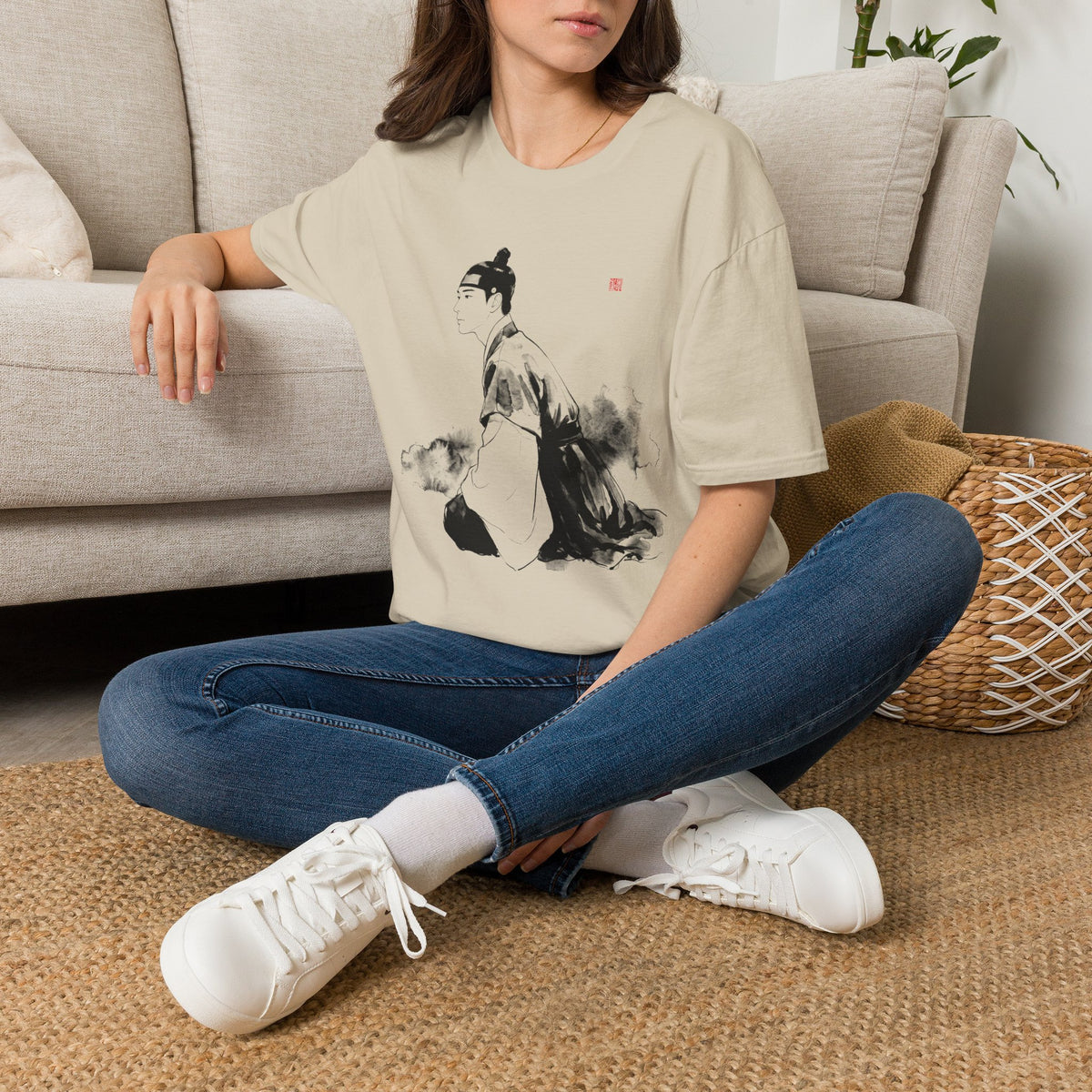Ink Wash Samurai T-Shirt — Minimal Asian Brush Art Tee