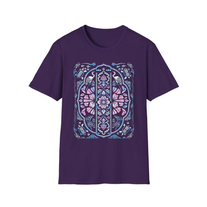 Stained Glass Floral Tee — Pastel Mandala Window Graphic T-Shirt