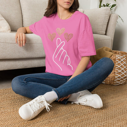 Love Gesture Unisex Softstyle T-Shirt - Heart Hand Graphic Tee