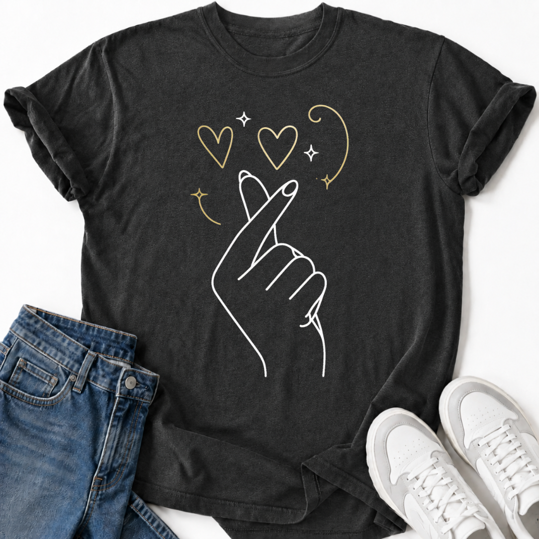 STARS FINGER HEART T-SHIRT