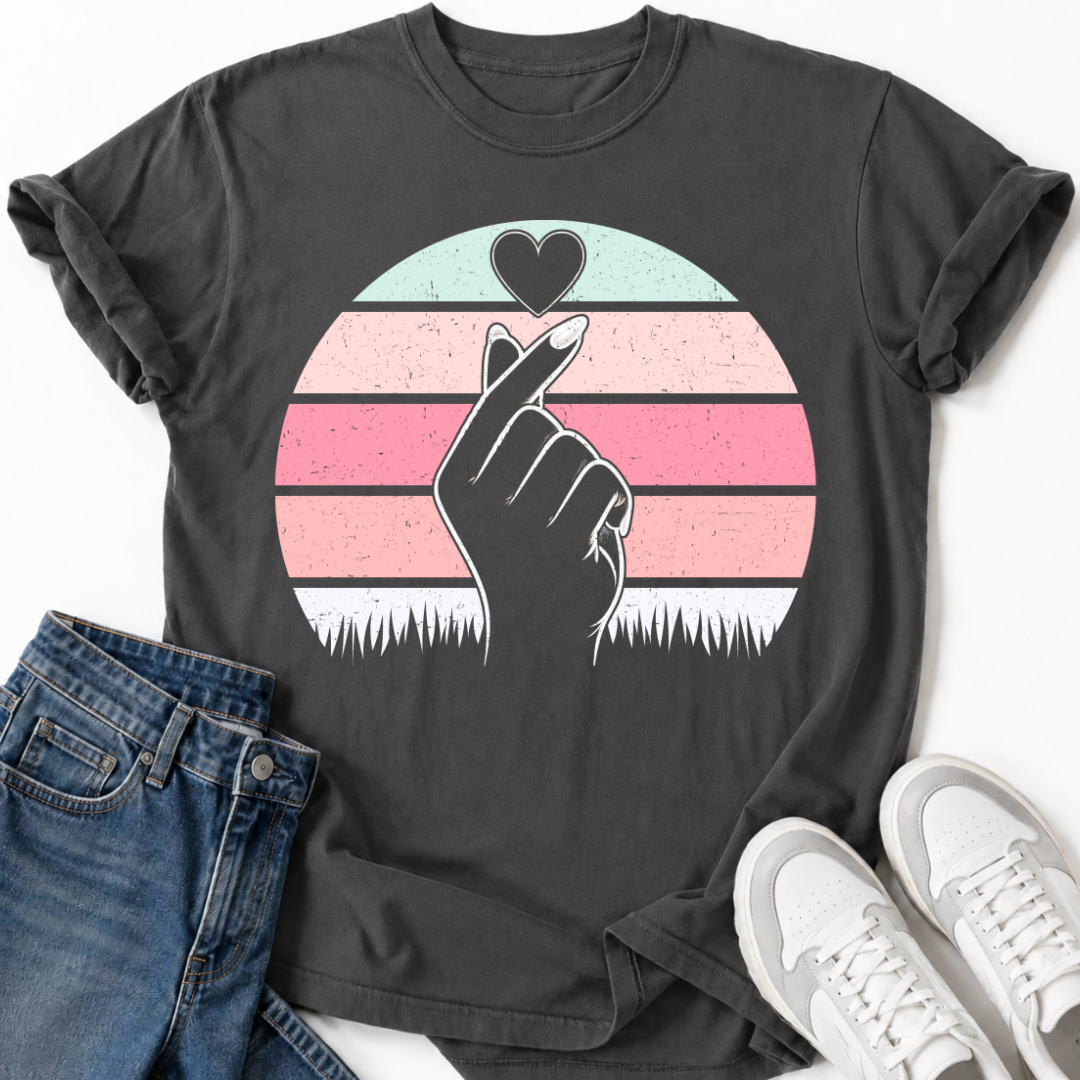 PASTEL FINGER HEART T-SHIRT