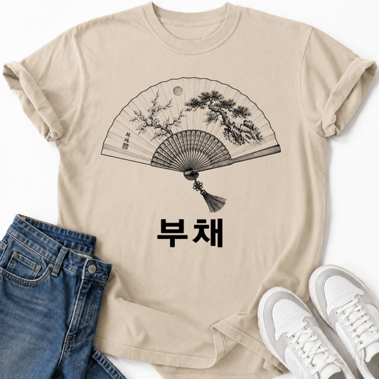 TRADITIONAL KOREAN FOLDING FAN T-SHIRT