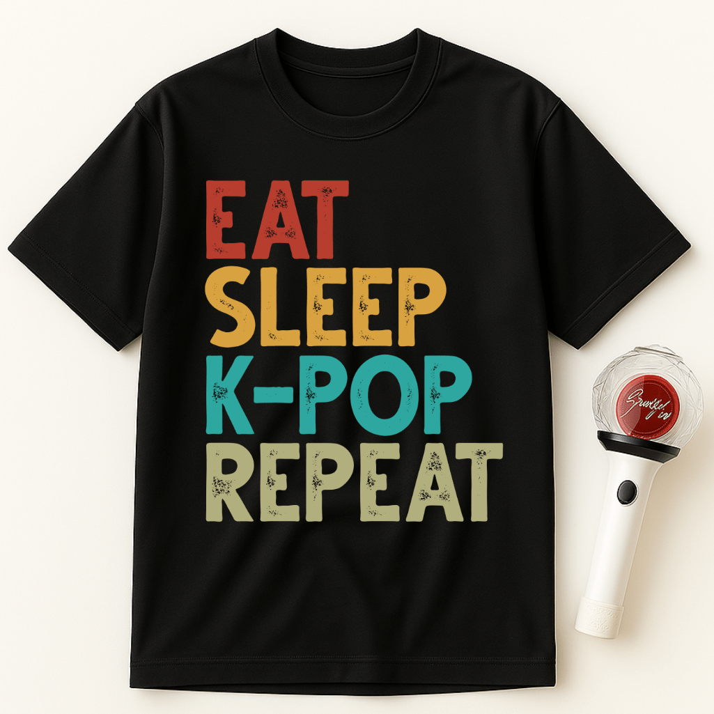 EAT SLEEP K-POP REPEAT RETRO UNISEX T-SHIRT