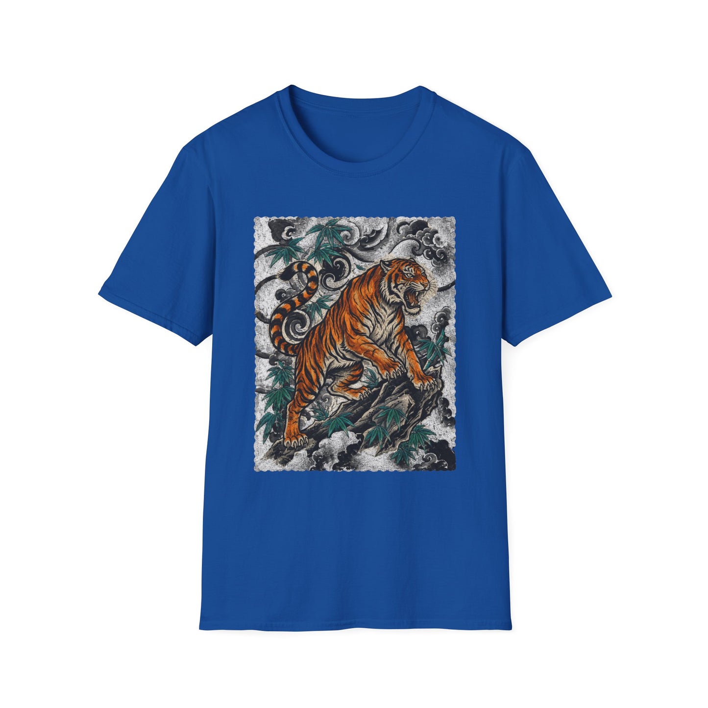 Tiger Tattoo Graphic T‑Shirt — Roaring Tiger Illustration Tee
