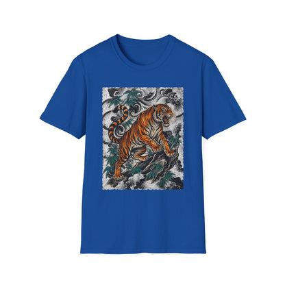 Tiger Tattoo Graphic T‑Shirt — Roaring Tiger Illustration Tee