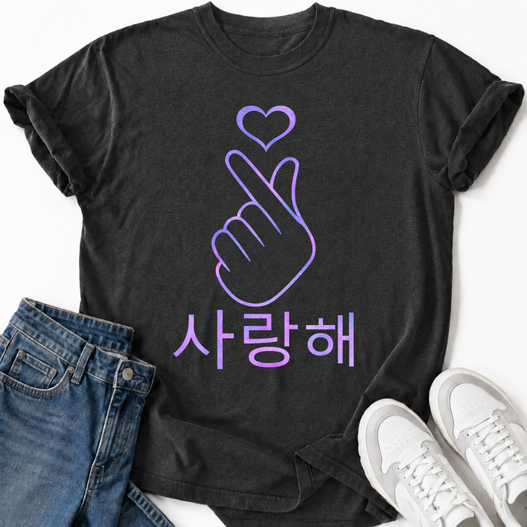PURPLE FINGER HEART T-SHIRT