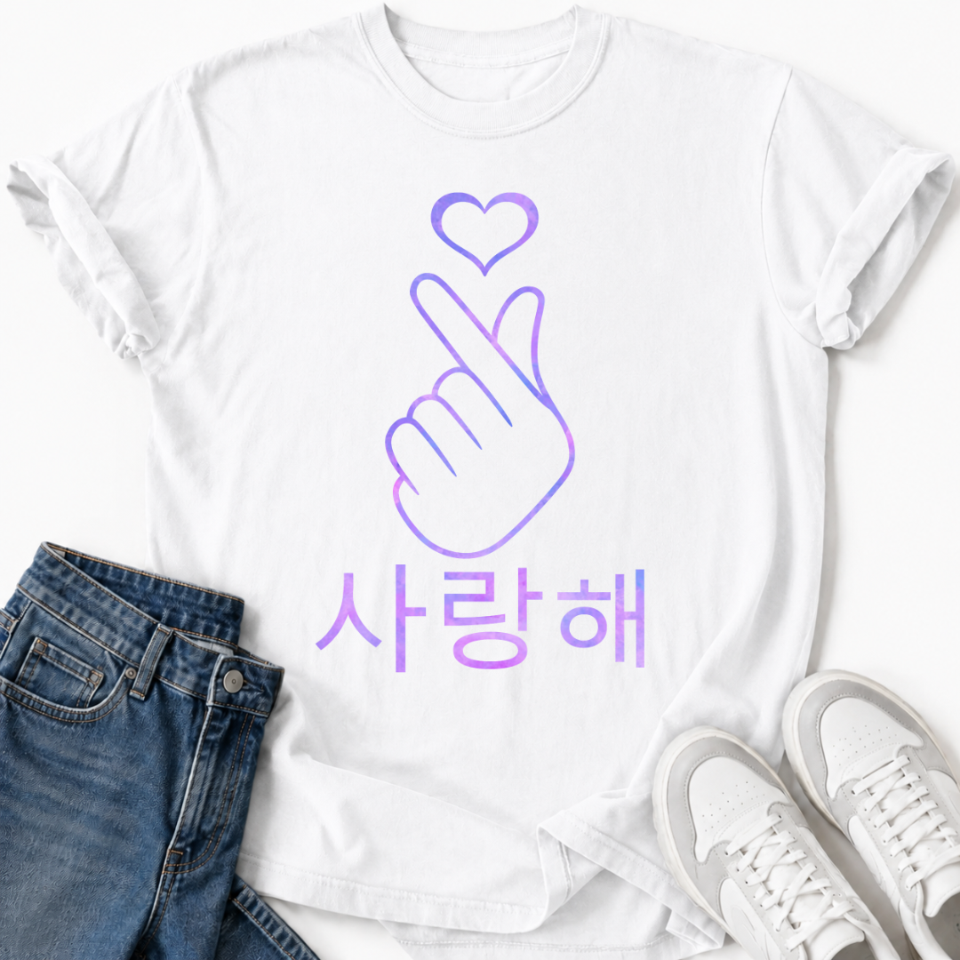 PURPLE FINGER HEART T-SHIRT