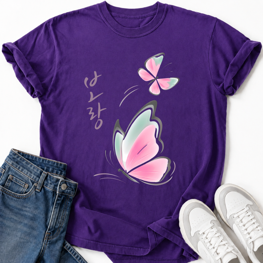KOREAN SCRIPT BUTTERFLY T-SHIRT
