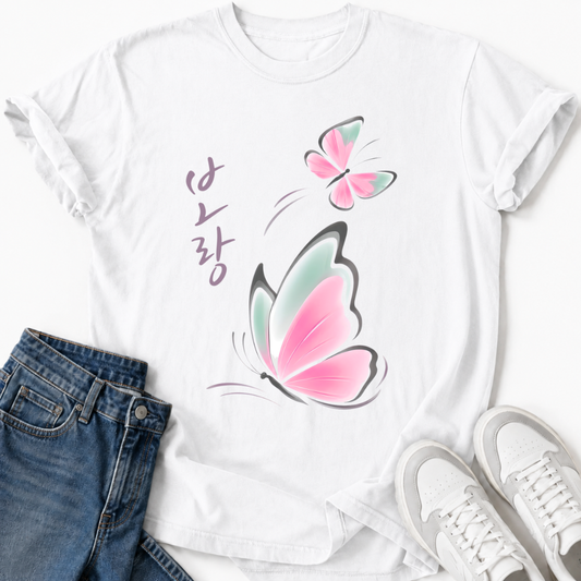 KOREAN SCRIPT BUTTERFLY T-SHIRT