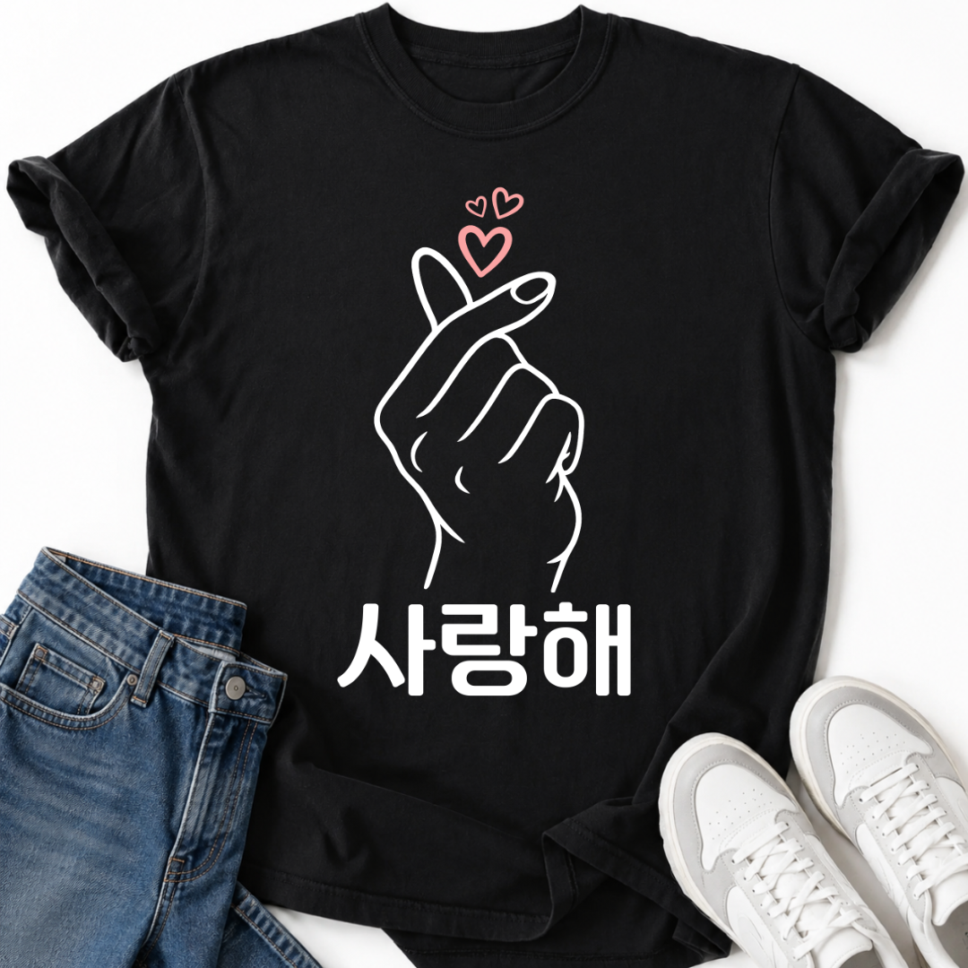 K-POP SARANGHAE HEART PINK T-SHIRT