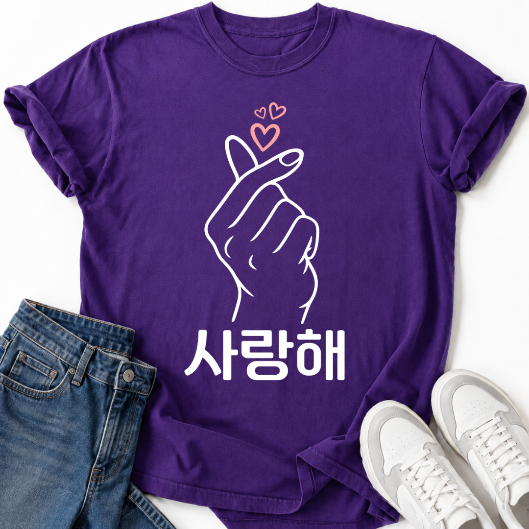 K-POP SARANGHAE HEART PINK T-SHIRT