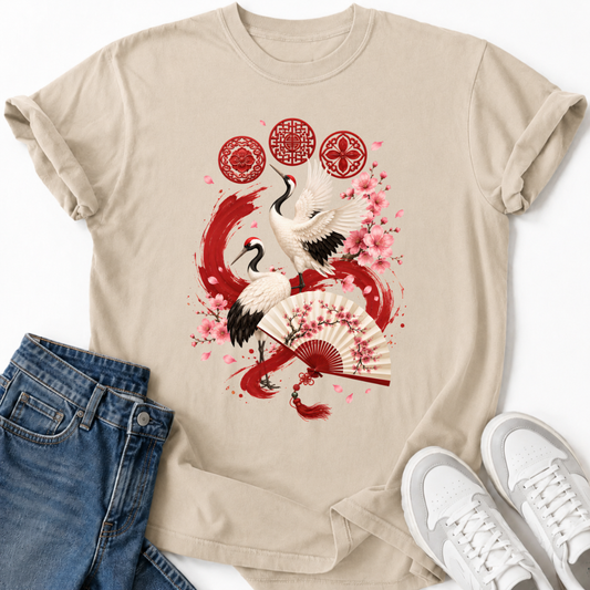 ARIRANG FLORAL CRANE T-SHIRT