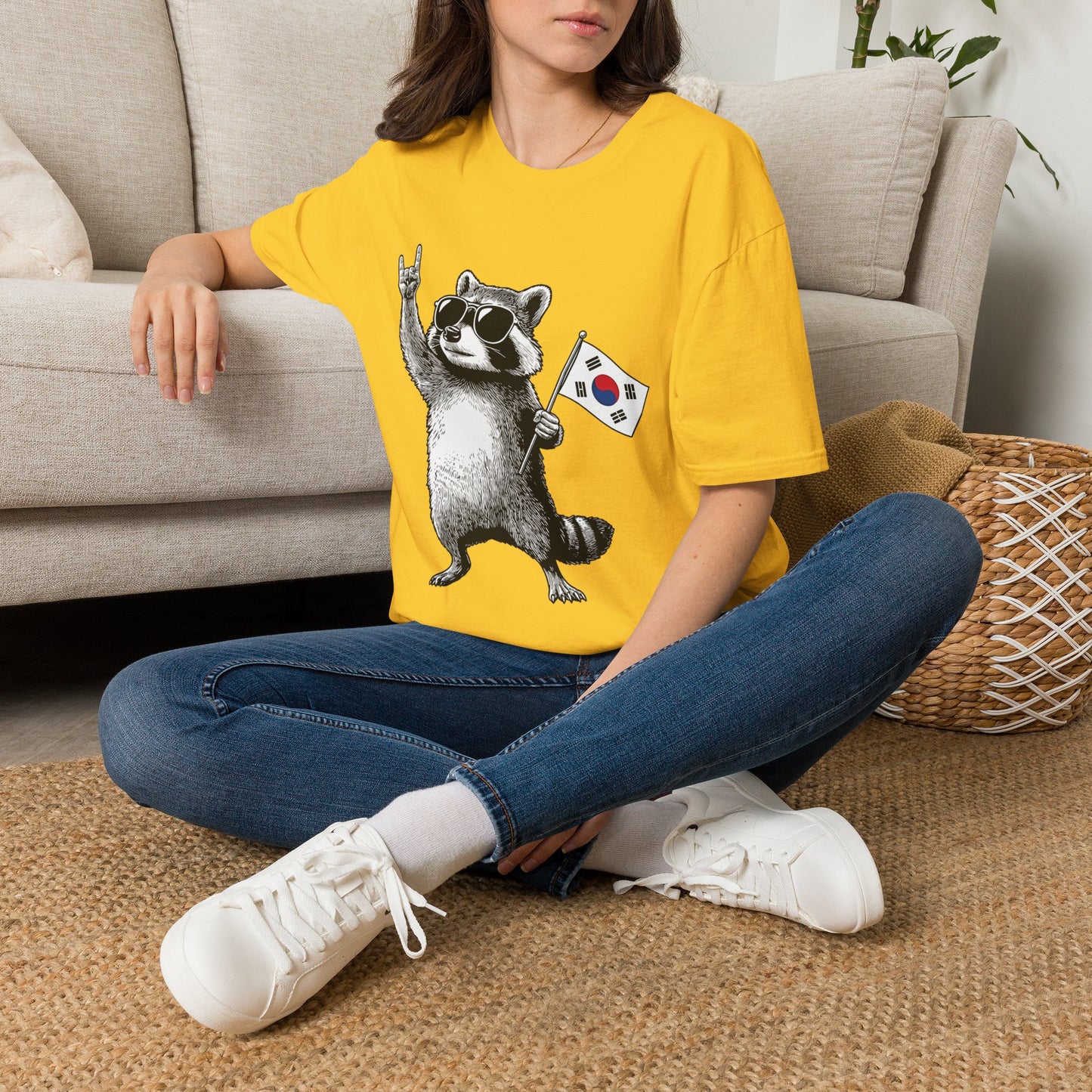 Korean Flag Raccoon T-Shirt — Cool Raccoon with South Korea Flag