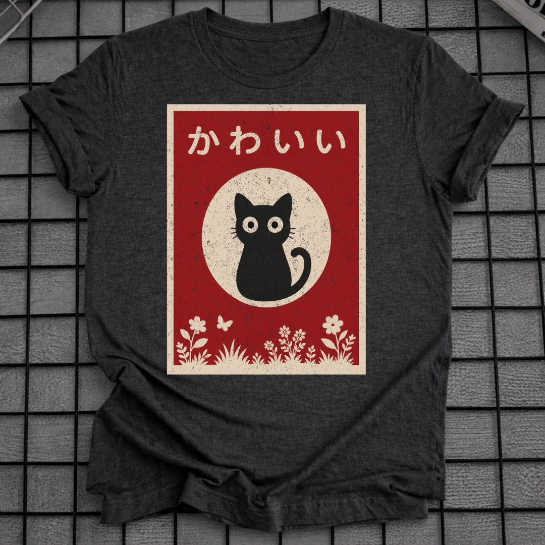JAPANISCHES SCHWARZE KATZE T-SHIRT