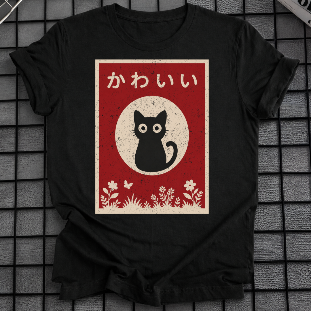 JAPANISCHES SCHWARZE KATZE T-SHIRT