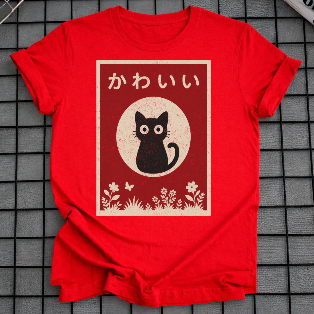 JAPANISCHES SCHWARZE KATZE T-SHIRT