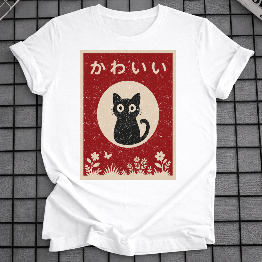 JAPANISCHES SCHWARZE KATZE T-SHIRT