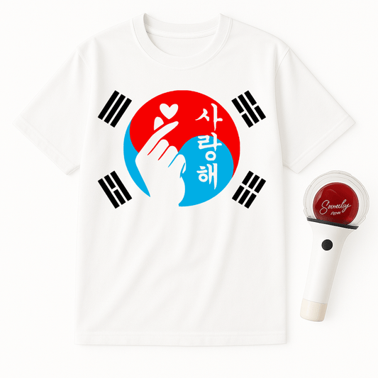 KOREAN FLAG FINGER HEART UNISEX T-SHIRT