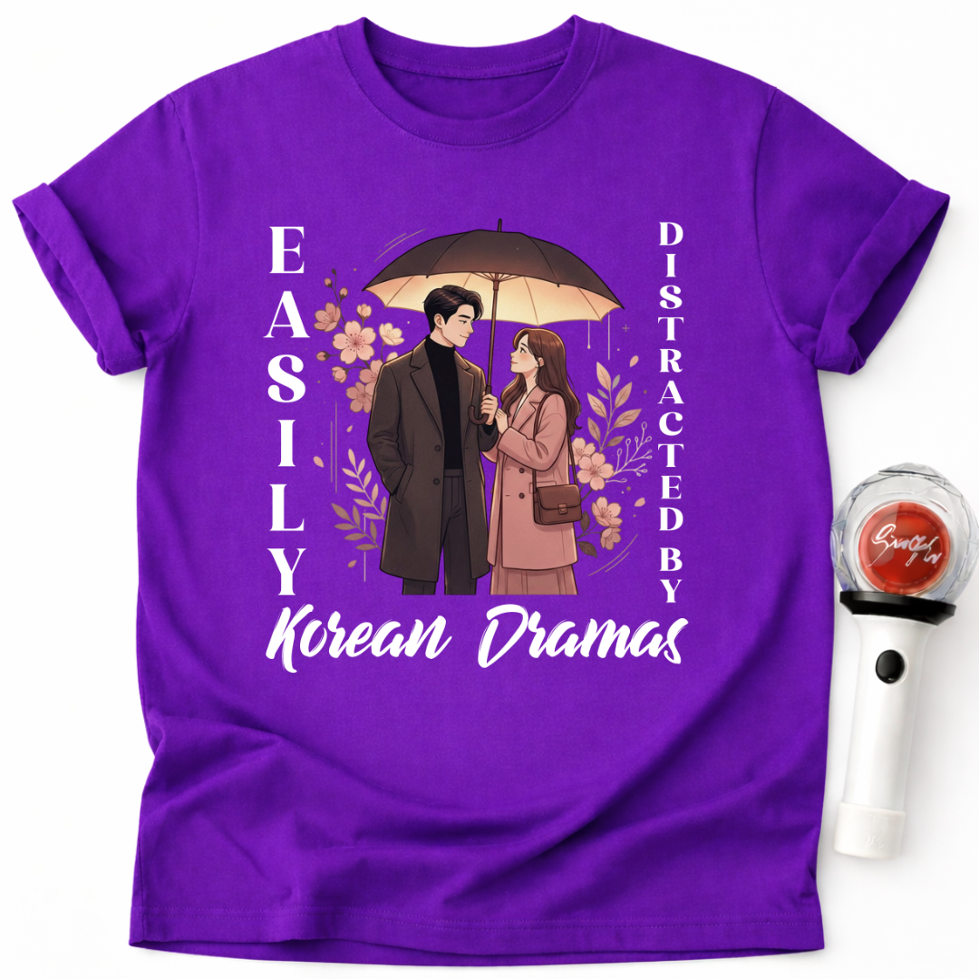 K-Drama Fan T-Shirt – "Easily Distracted by Korean Dramas" Graphic Tee