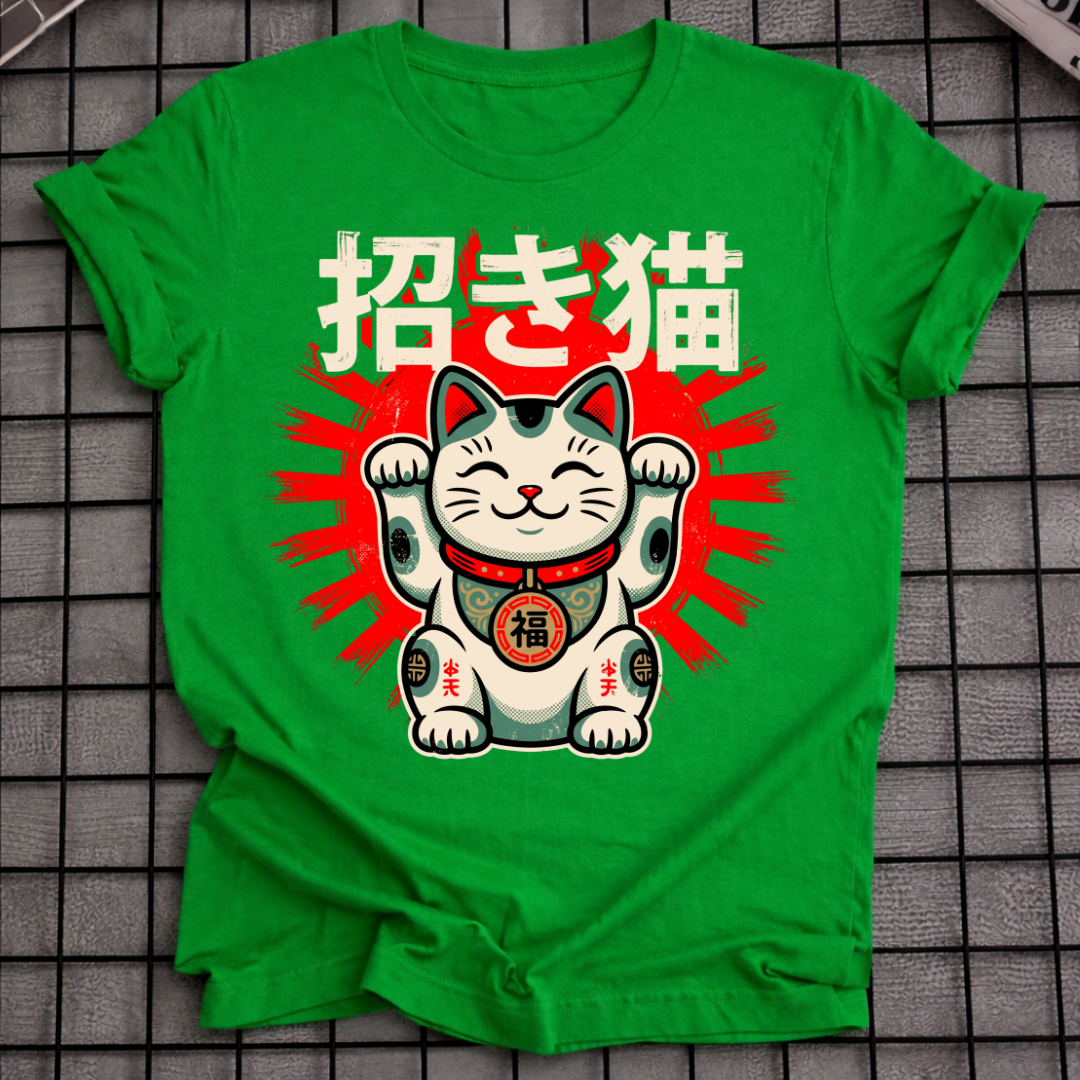 JAPANESE GOOD FORTUNE CAT T-SHIRT